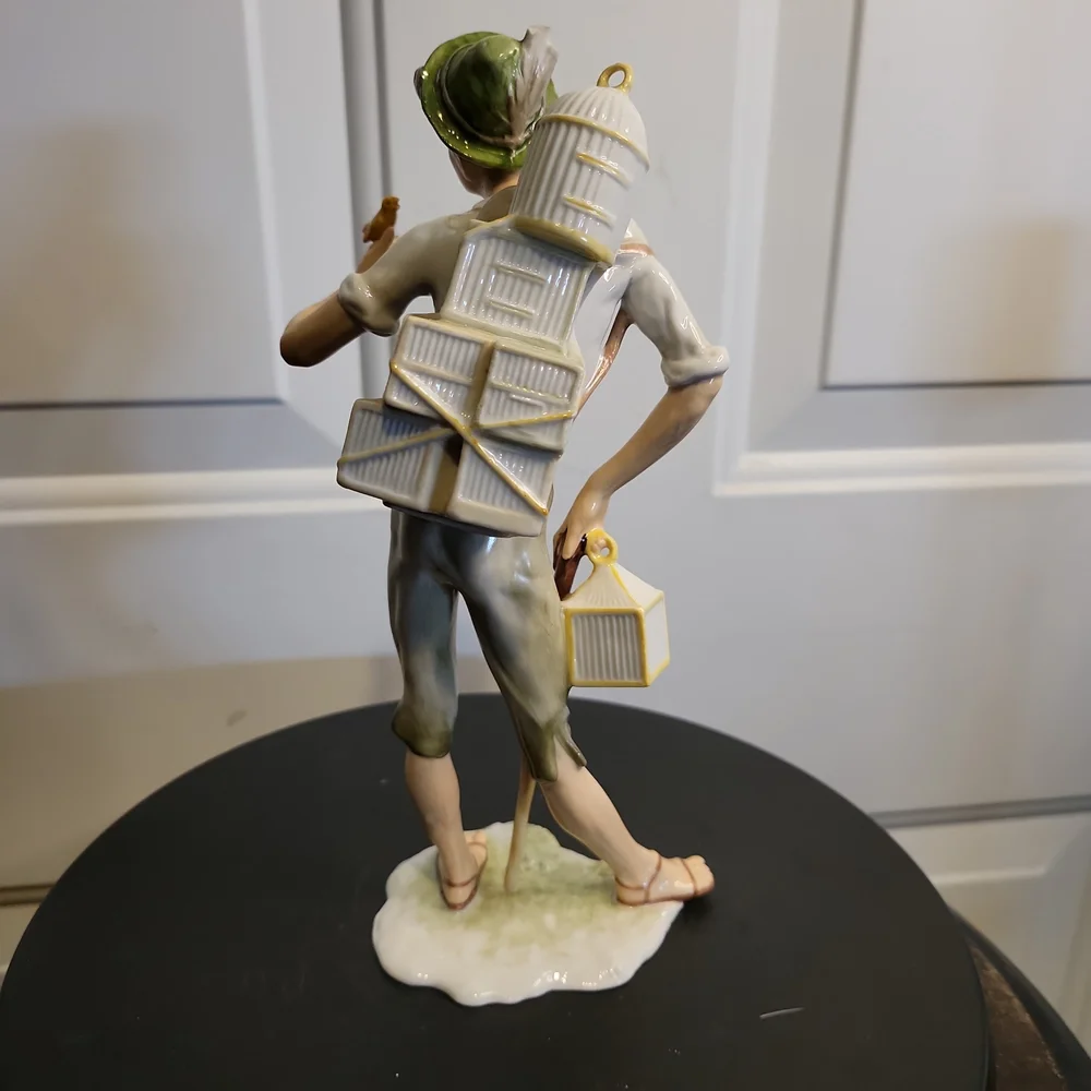 Alka Kunst Bavaria Germany "Bird Seller" #387 Porcelain Figurine - Picture 4 of 11